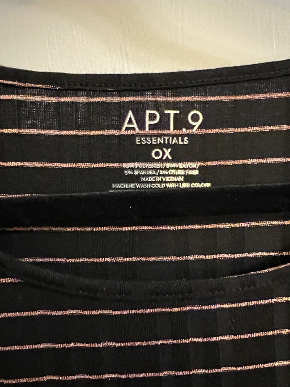 Apt. 9 Black Tee with Thin Pink Stripes - Picture 2 of 6